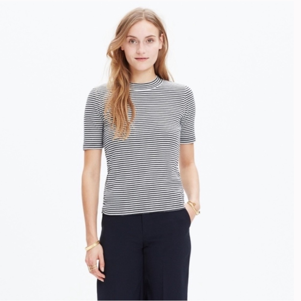 Madewell Lo Fi Tee in Mini Stripe Top Size Medium
